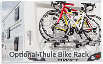 Thule bike rack fitted to rear of caravan optional for all Swift and Sprite caravans