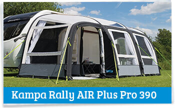Kampa Rally AIR Pro Plus set up in a field