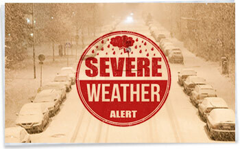 Severe winter weather warning sign