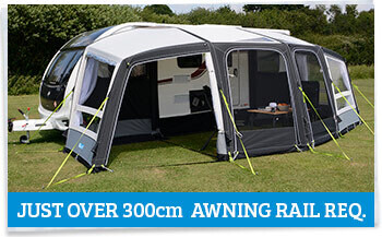 Kampa Frontier AIR Pro is 700cm wide and yet only requires an awning rail of just over 300cm