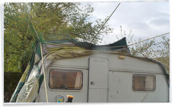 Awning damaged in the wind