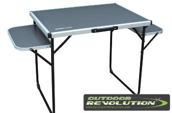 alu camp table with folding side tables